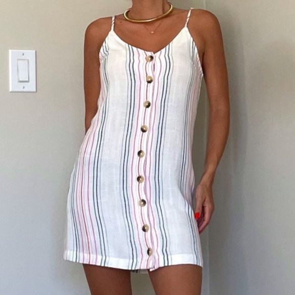 Rip Curl Dresses & Skirts - RIP CURL dress mini like new striped white pink summer XS
